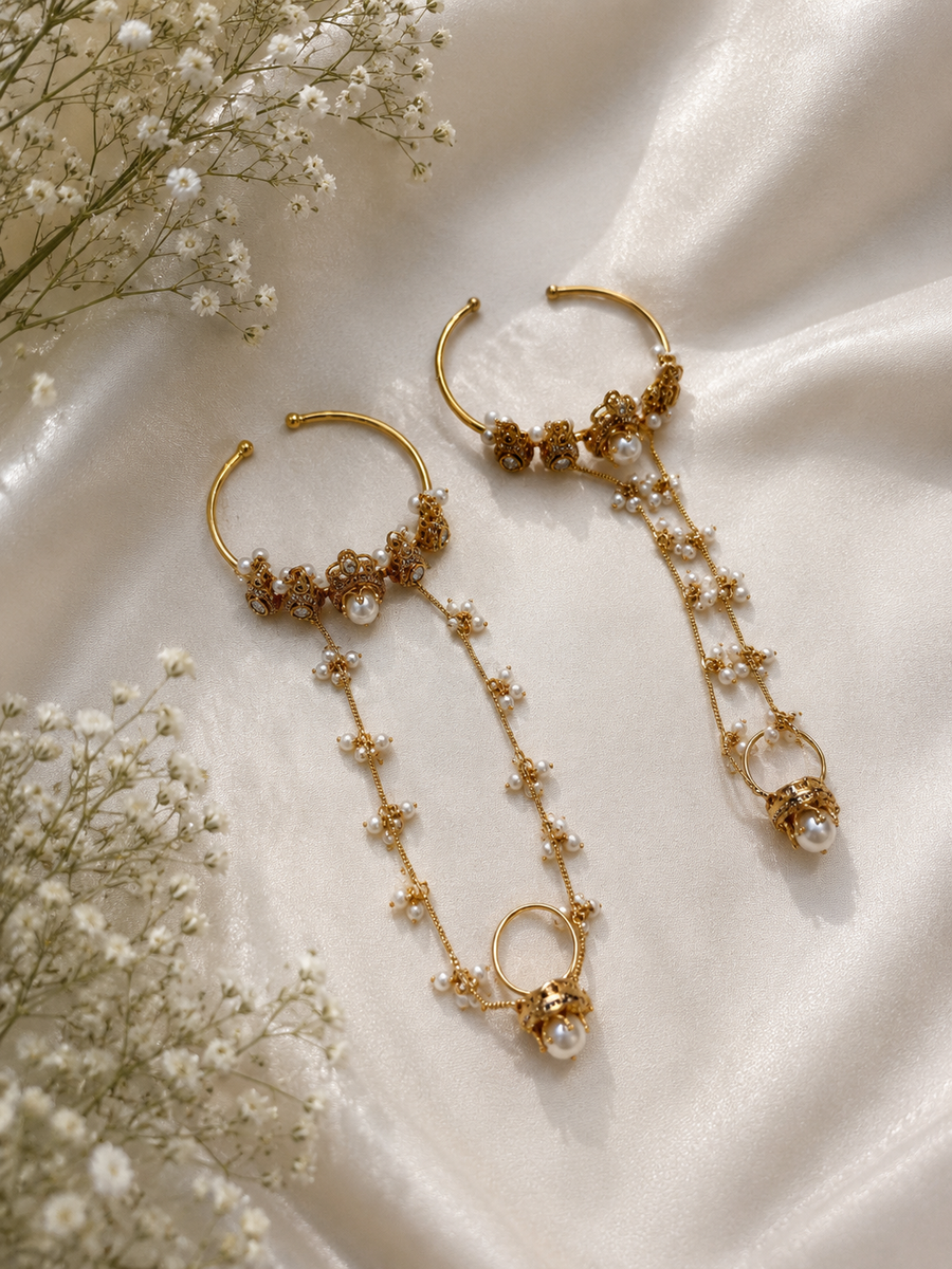 Noor Pearl Hathphool Hand Harness Set