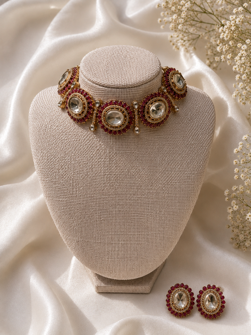 Raya Ruby Moissanite Polki Choker Set