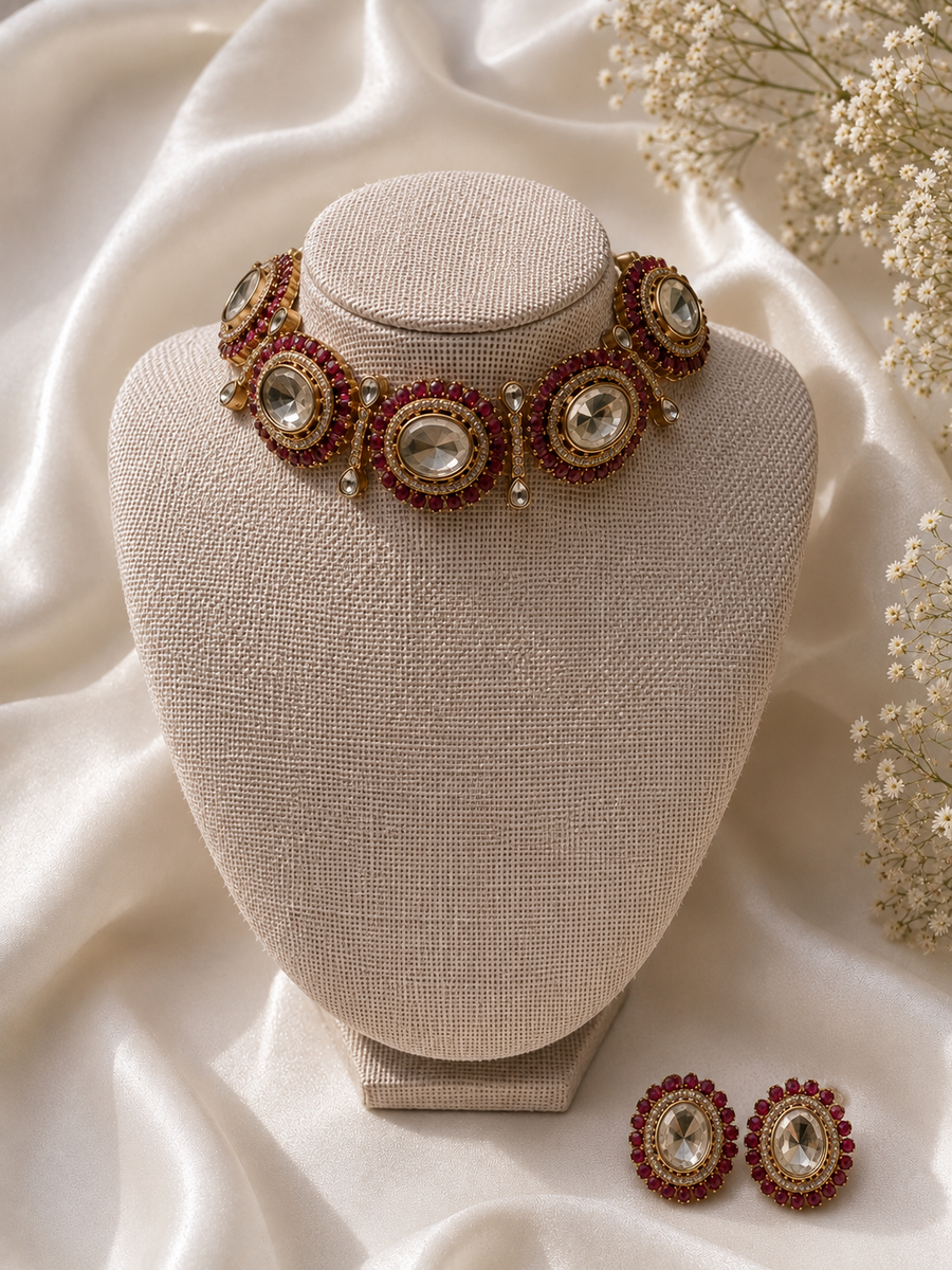 Raya Ruby Moissanite Polki Choker Set