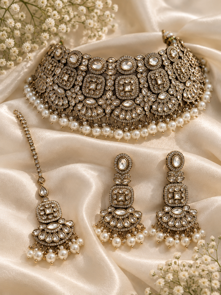 Shehzadi Pearl Kundan Choker Set